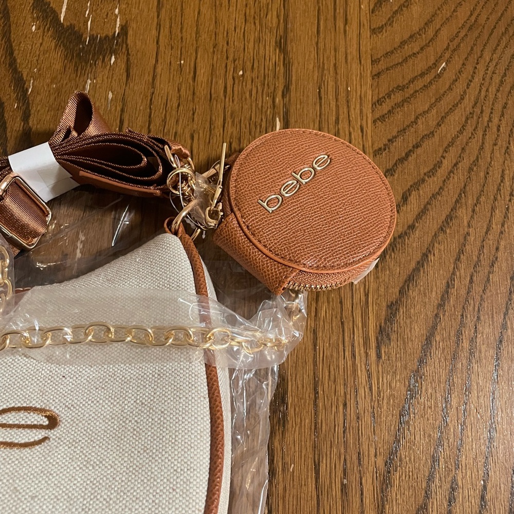 Bebe Tan and White caramel Women's Bag crossbody coin pouch - Picture 9 of 10